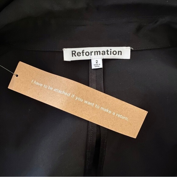 NEW Reformation Alaine 100% Silk Dress Black 2 - Picture 12 of 17